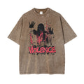 R&G Boutique TeeBatik distressed print short sleeve T-shirt with casual design and worn-in denim look, showcasing the front view.