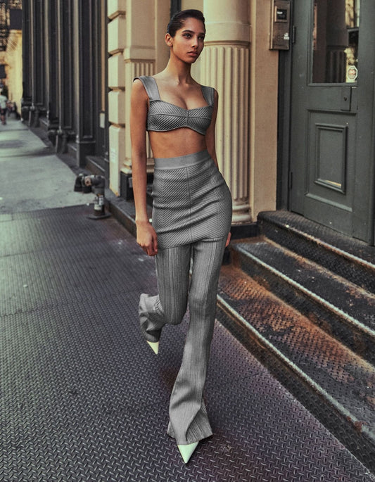 Camisole Crop Top & Flare Pants Two-Piece Set