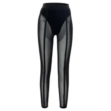 High Waist Slim Fit Elastic Waistband Skinny Leggings Hip Lifting Women Mesh Sheer Skinny Leggings Club Wear
