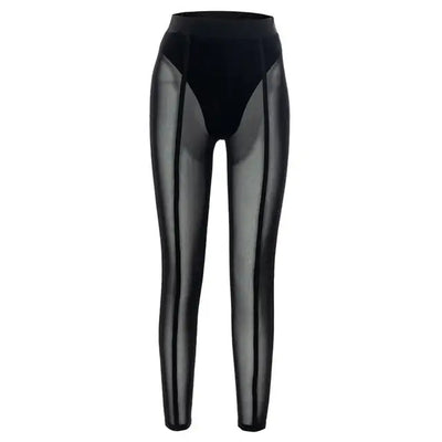 High Waist Slim Fit Elastic Waistband Skinny Leggings Hip Lifting Women Mesh Sheer Skinny Leggings Club Wear