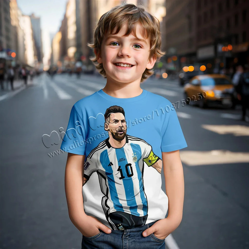 3D Print Messi Football for Casual Summer 2024 Kids Clothes Cool T-shirts for Children Stich Boys Girls Children's Clothing