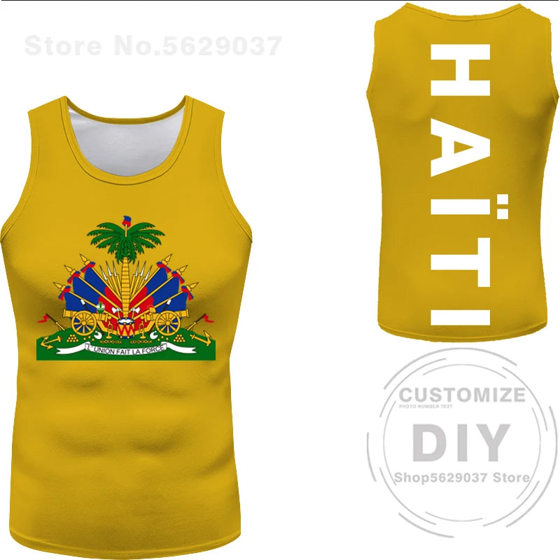 Haitian flag Print Photo Sleeveless T-Shirt