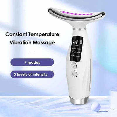 Portable 7-Color LED Light Therapy Face & Neck Massager | Skin Tightening & Facial Beauty Device