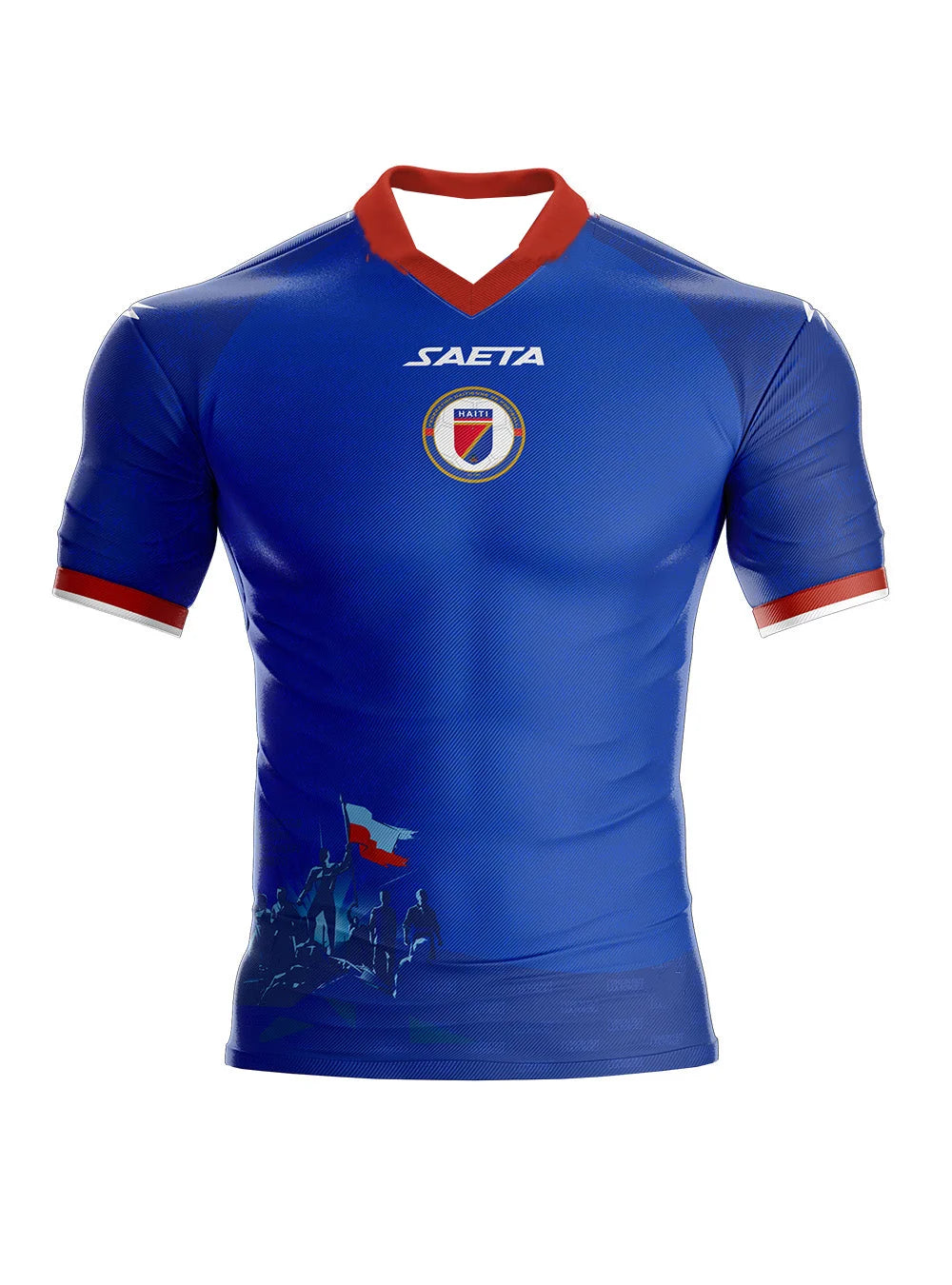 Haiti National Team away jersey by R&G Boutique, featuring team colors and logo, displayed flat on a plain background.
