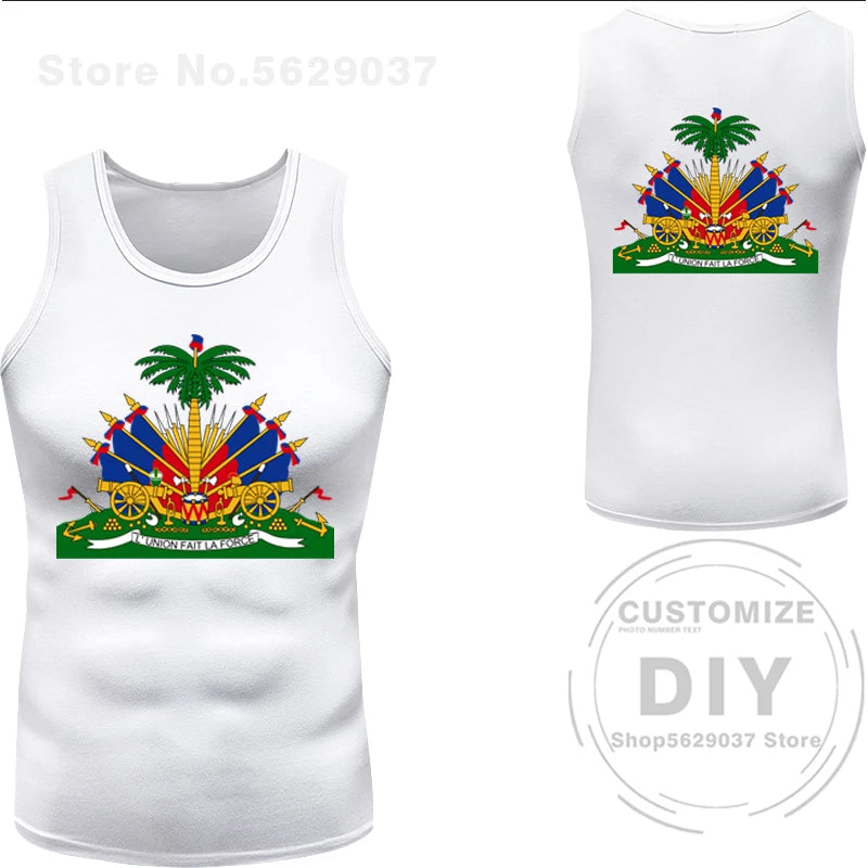 Haitian flag Print Photo Sleeveless T-Shirt