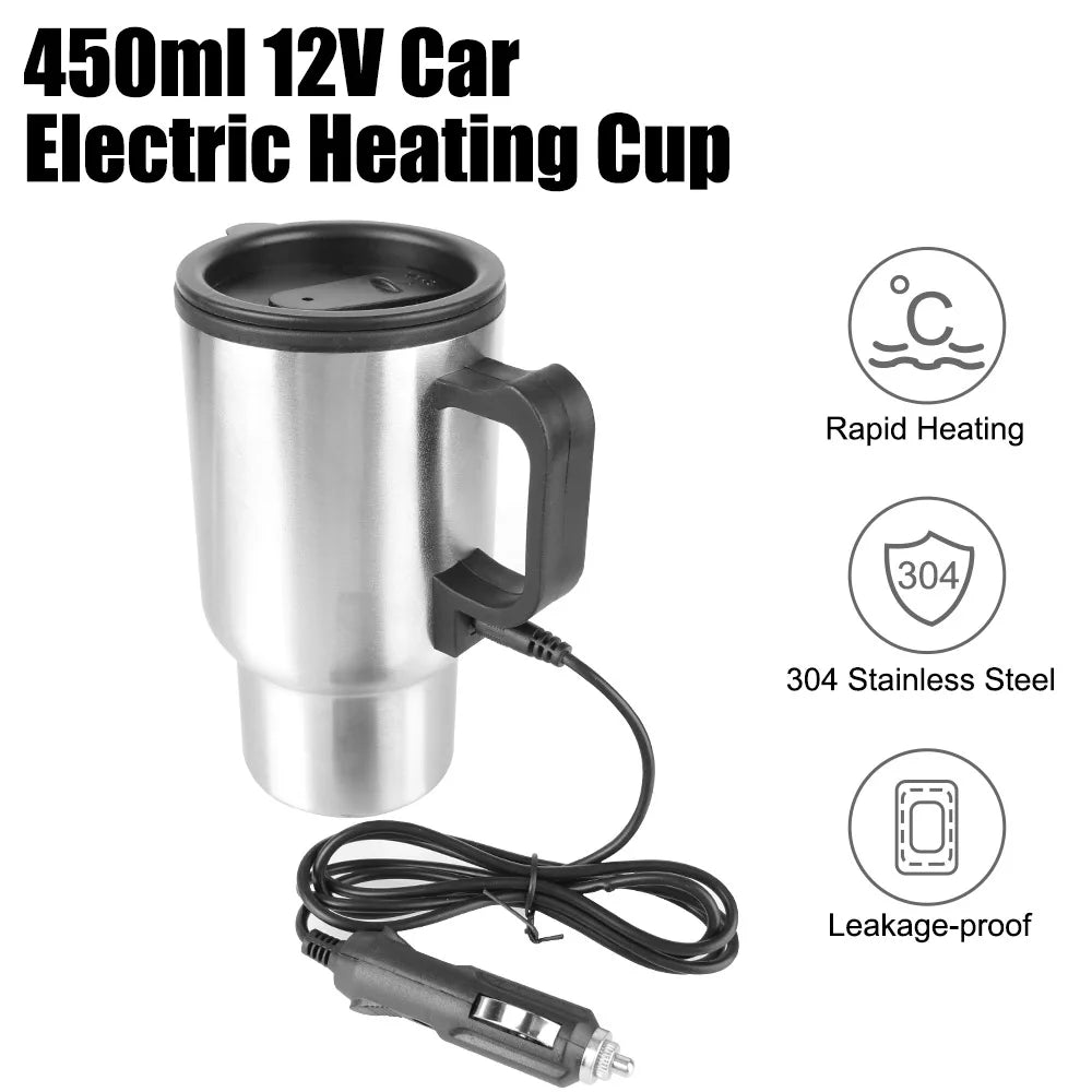 12V 450ml Stainless Steel Water Coffee Milk self heating mug
