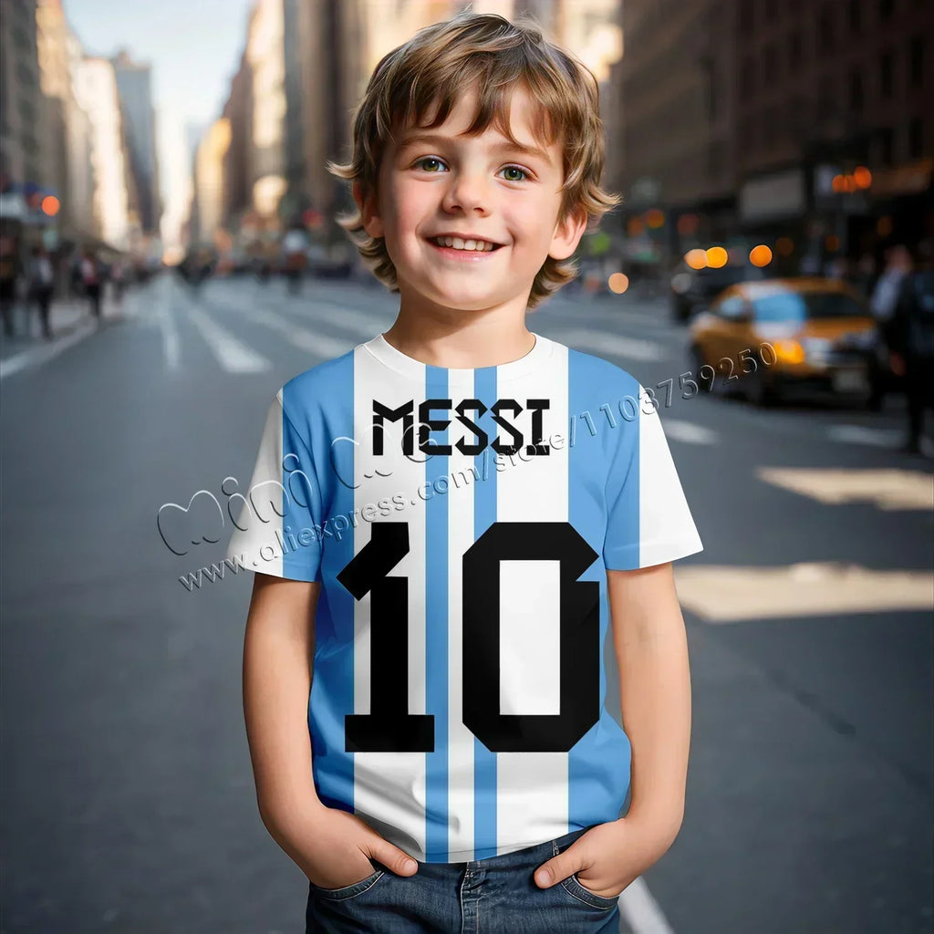 3D Print Messi Football for Casual Summer 2024 Kids Clothes Cool T-shirts for Children Stich Boys Girls Children's Clothing