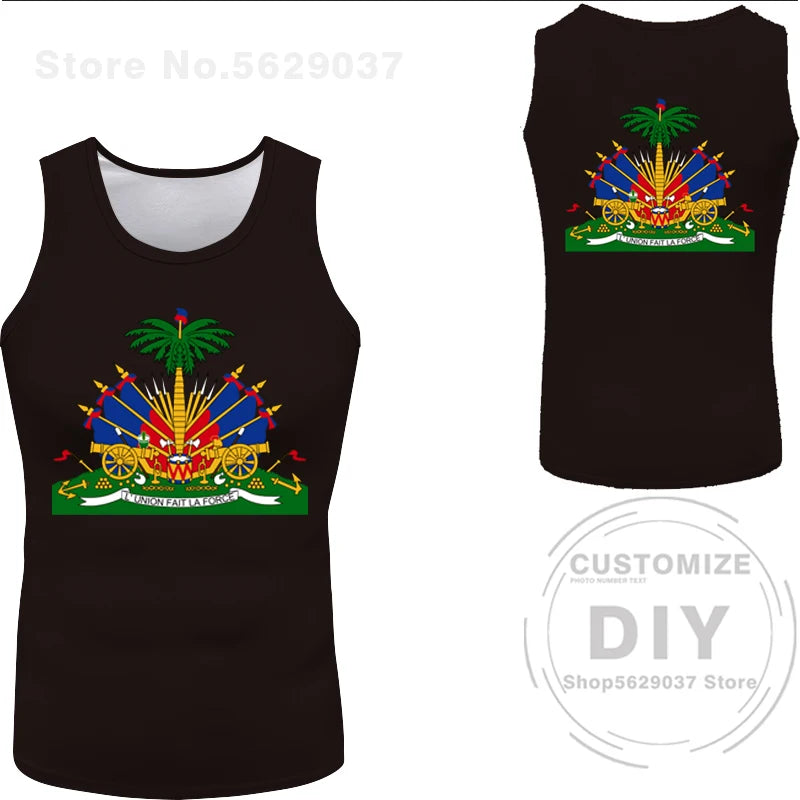 Haitian flag Print Photo Sleeveless T-Shirt