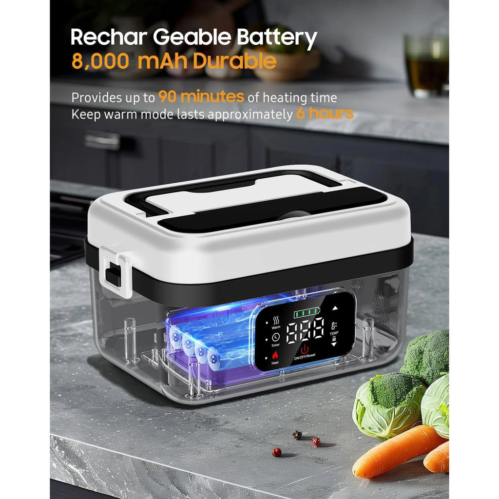 8000mAh Rechargeable Timer Automatic Heating Lunch Box,