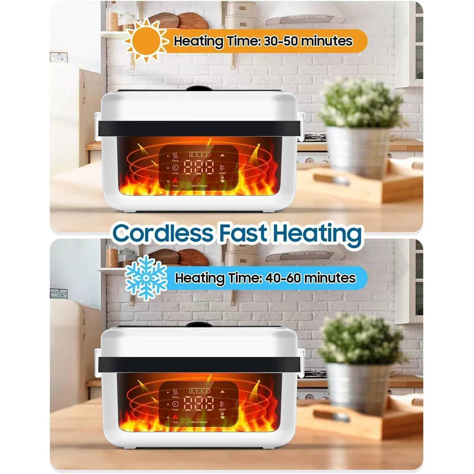 8000mAh Rechargeable Timer Automatic Heating Lunch Box, Home Glow Store