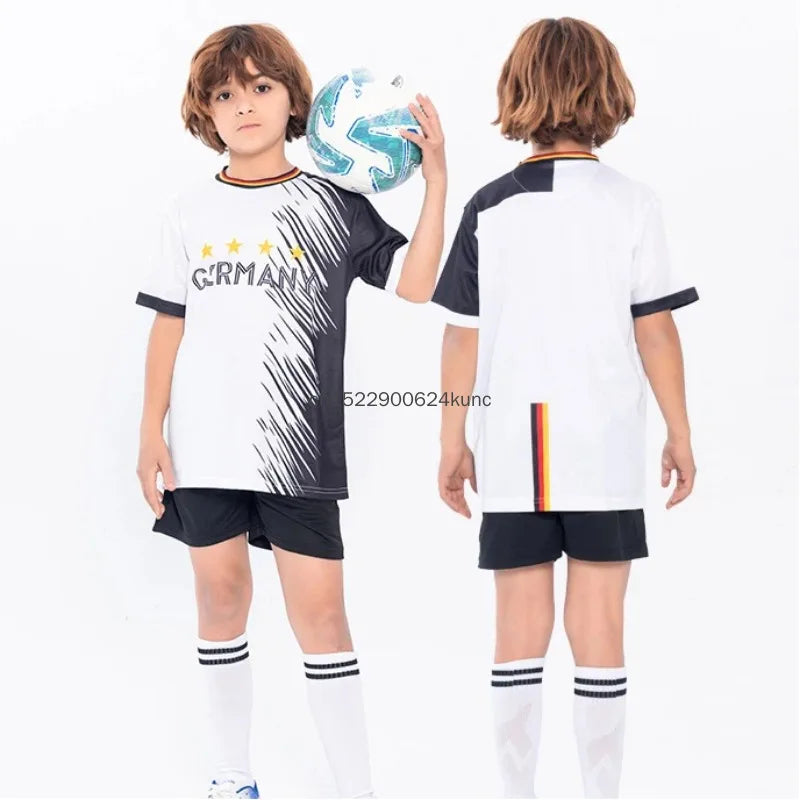 Kids Brazil Argentina Germany Football Jersey Boy Girls Quick Dry Club National Soccer Jersey Sets Childs Cheerleading Costume