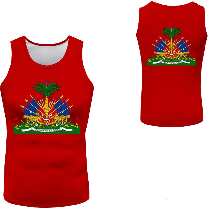 Haitian flag Print Photo Sleeveless T-Shirt