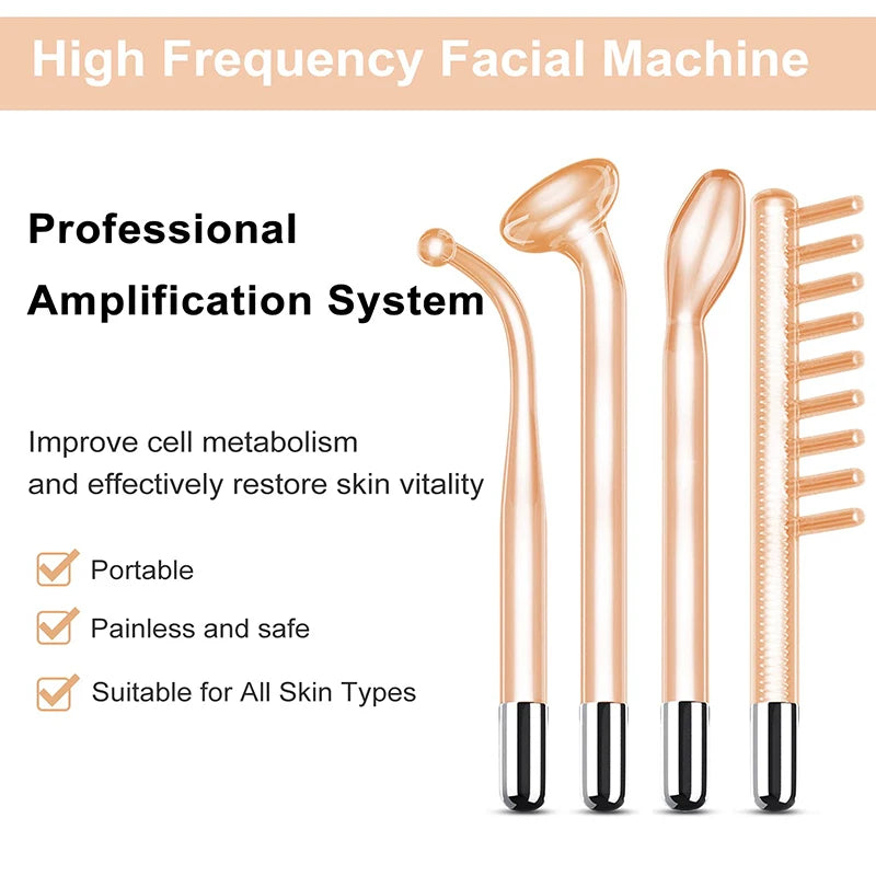 High Frequency Facial Wand Machine | Orange Neon & Argon Skin Care Device for Home Use
