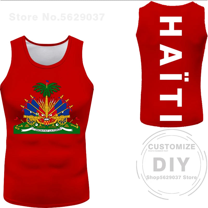 Haitian flag Print Photo Sleeveless T-Shirt