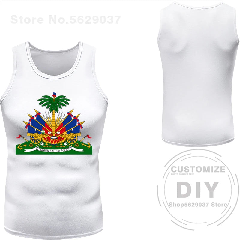 Haitian flag Print Photo Sleeveless T-Shirt