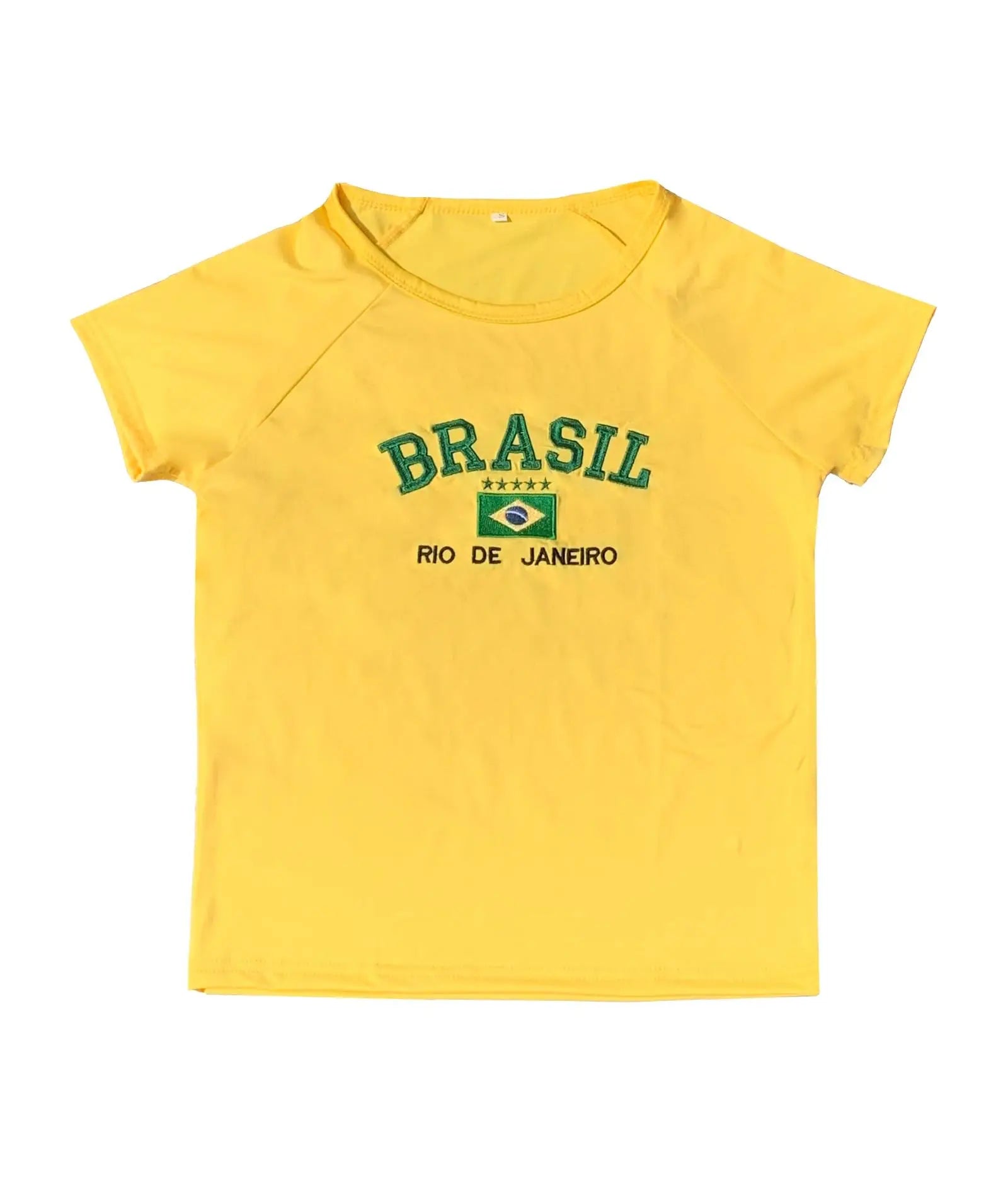 World cup Brazil Letters Print Crop Tops Casual Slim T-Shirt
