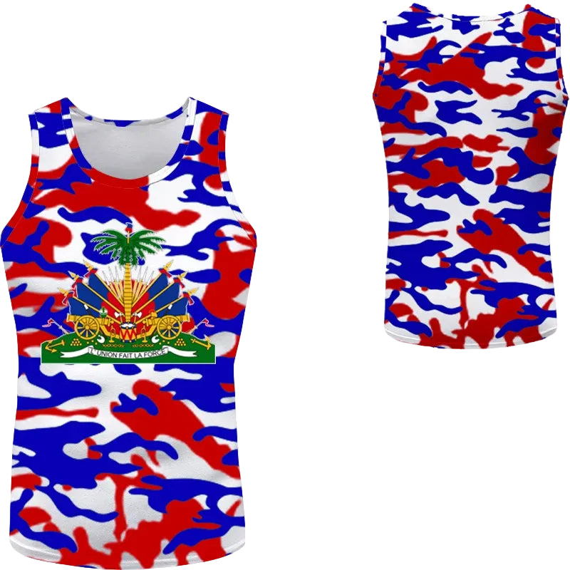 Haitian flag Print Photo Sleeveless T-Shirt