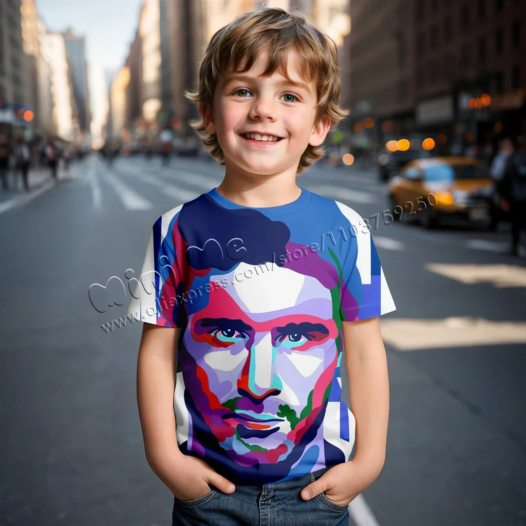 3D Print Messi Football for Casual Summer 2024 Kids Clothes Cool T-shirts for Children Stich Boys Girls Children's Clothing