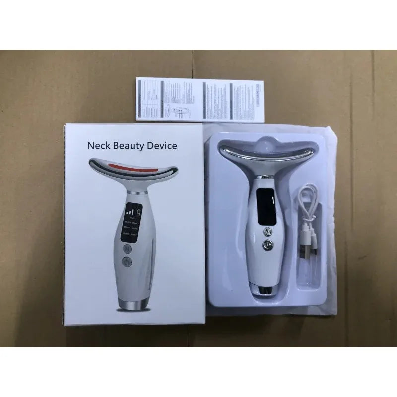 Portable 7-Color LED Light Therapy Face & Neck Massager | Skin Tightening & Facial Beauty Device