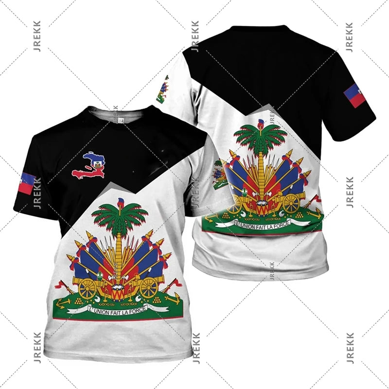 Haiti Flag Day short sleeve T-shirt for men and women with Haiti flag design, casual clothing by R&G Boutique