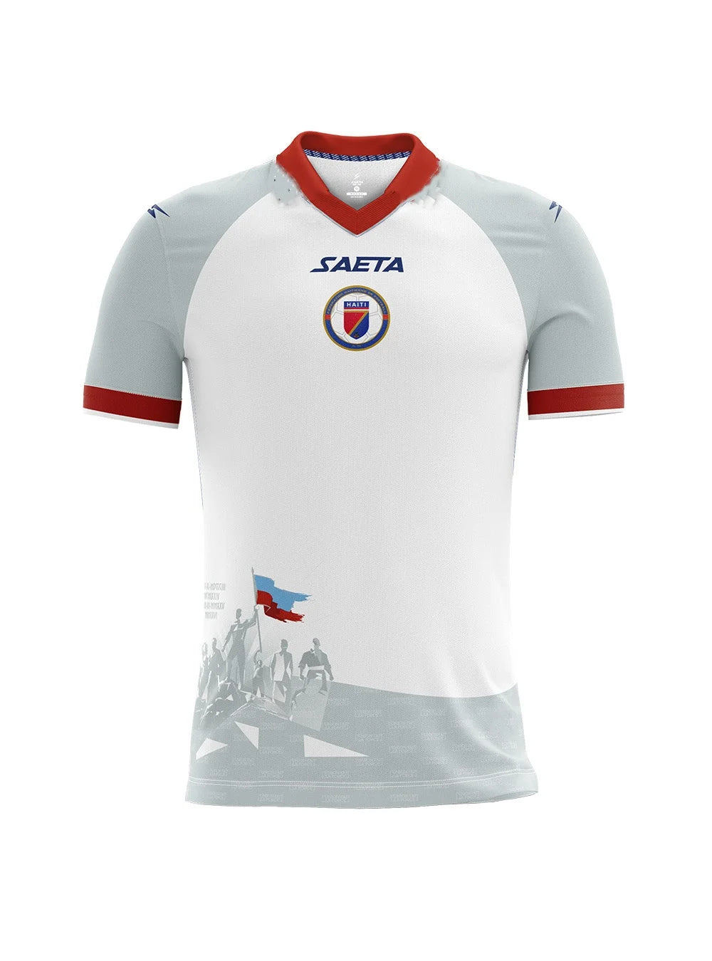 Haiti National Team away jersey by R&G Boutique, featuring team colors and logo, laid flat for display.