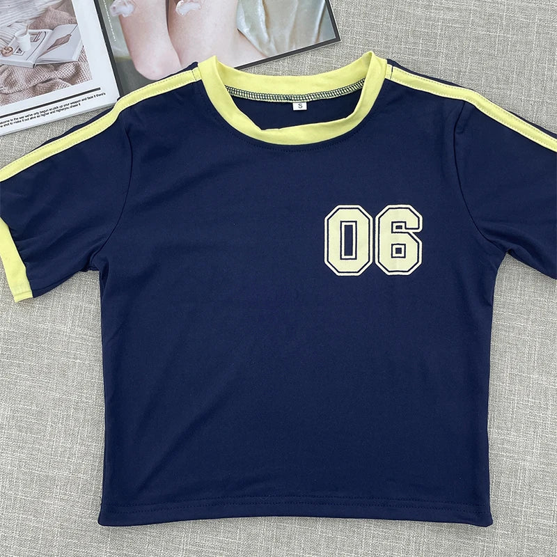 World cup Brazil Letters Print Crop Tops Casual Slim T-Shirt