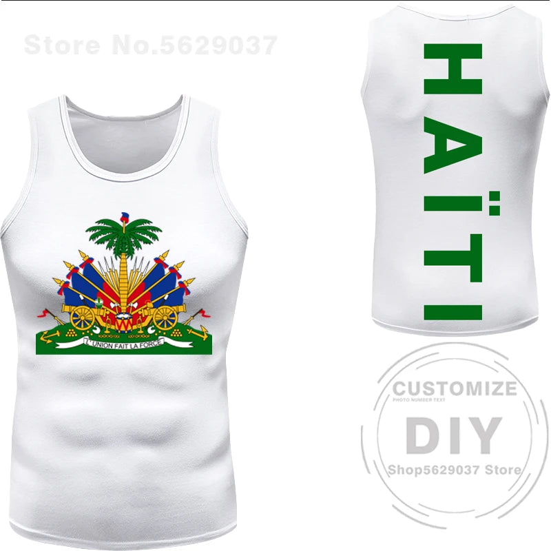 Haitian flag Print Photo Sleeveless T-Shirt