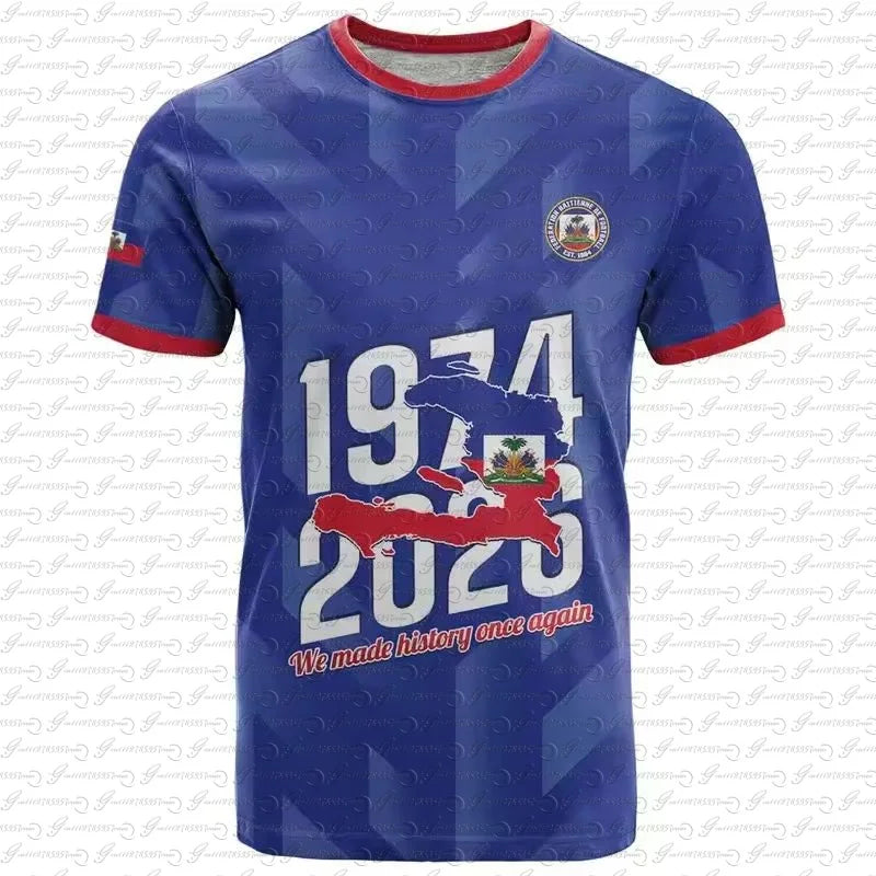 Haiti National Football Team commemorative edition T-shirt by R&G Boutique, featuring team logo and vibrant design on soft fabric