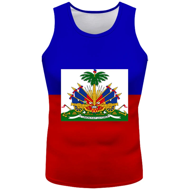 Haitian flag Print Photo Sleeveless T-Shirt