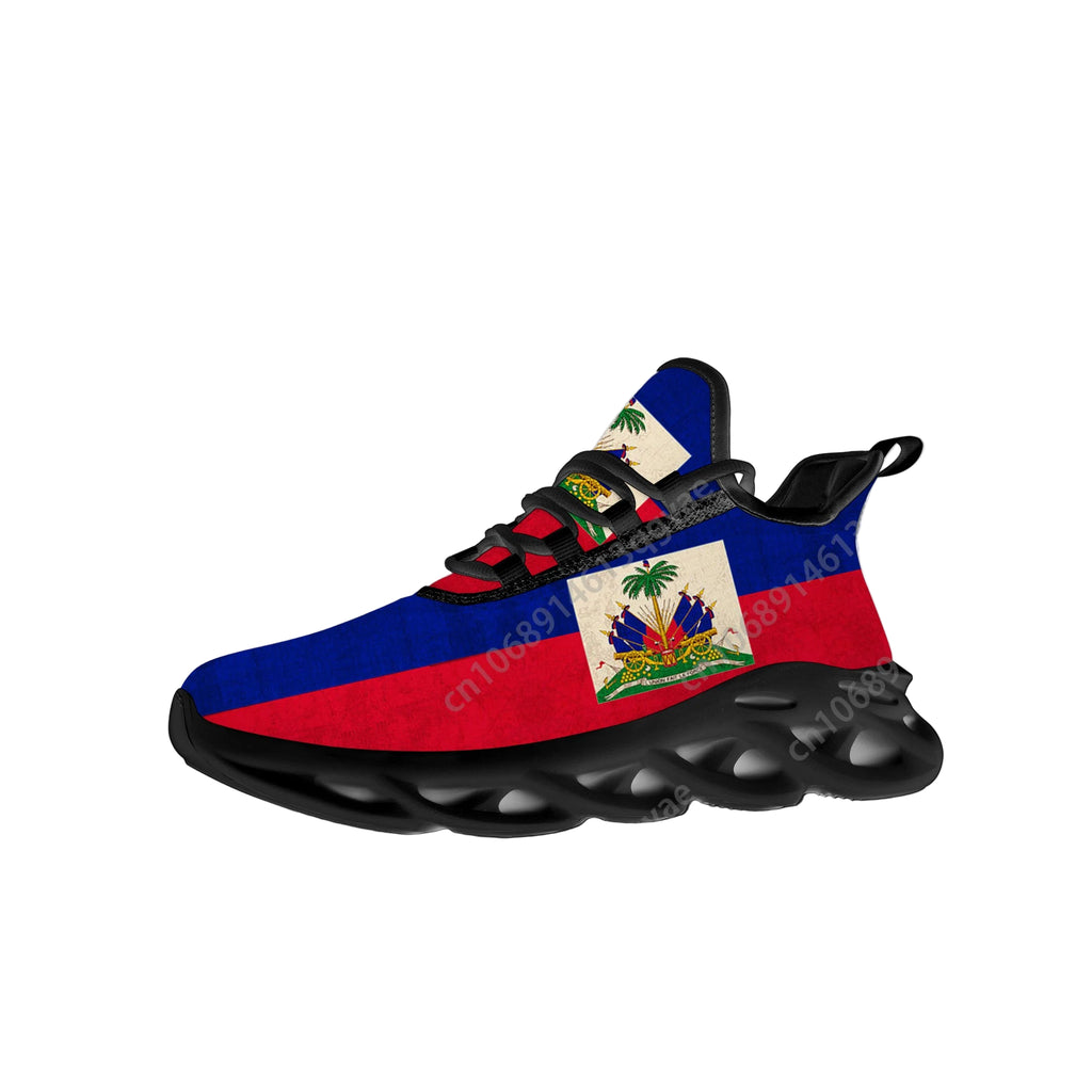 High Quality Haitian Flag Flats Sneakers Men & Women