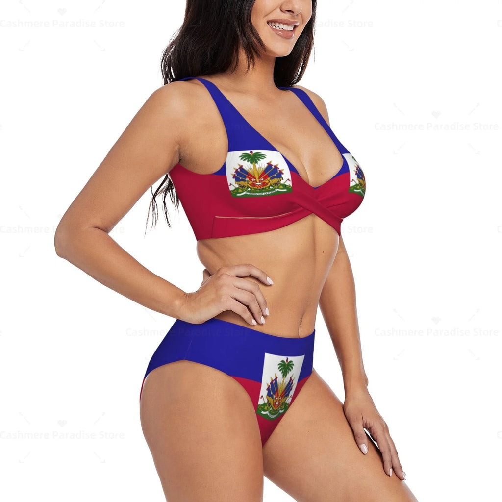 Haiti Flag Women Bikini Set Swimsuit Push Up Female Swimwear Bathing Suit
