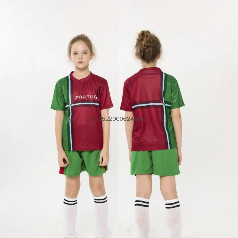 Kids Brazil Argentina Germany Football Jersey Boy Girls Quick Dry Club National Soccer Jersey Sets Childs Cheerleading Costume