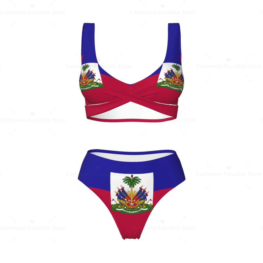 Haiti Flag Women Bikini Set Swimsuit Push Up Female Swimwear Bathing Suit