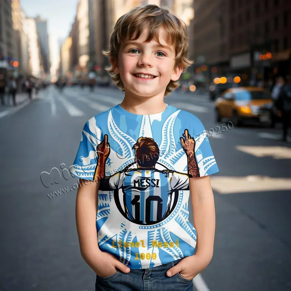 3D Print Messi Football for Casual Summer 2024 Kids Clothes Cool T-shirts for Children Stich Boys Girls Children's Clothing