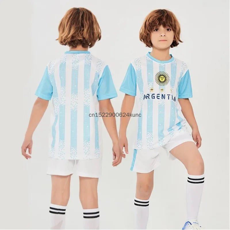 Kids Brazil Argentina Germany Football Jersey Boy Girls Quick Dry Club National Soccer Jersey Sets Childs Cheerleading Costume