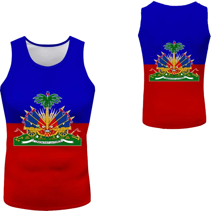 Haitian flag Print Photo Sleeveless T-Shirt