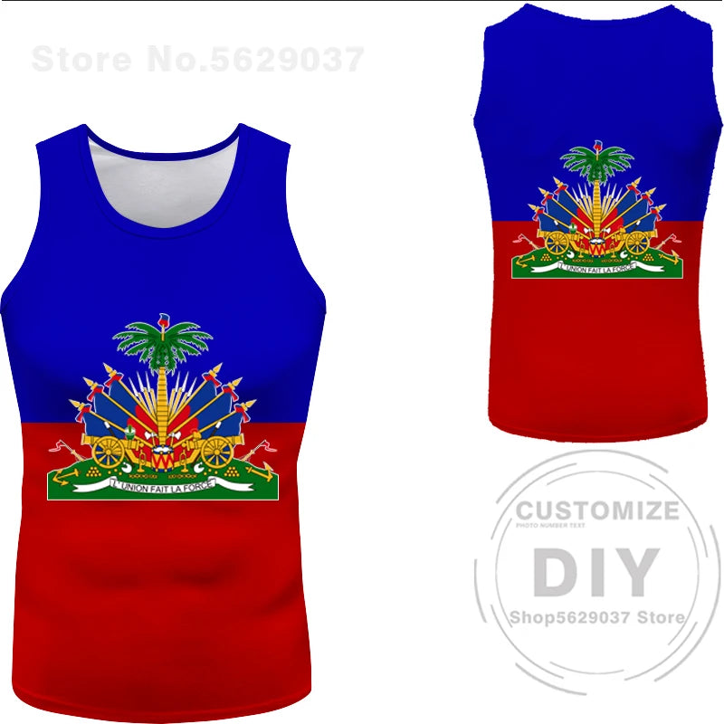 Haitian flag Print Photo Sleeveless T-Shirt