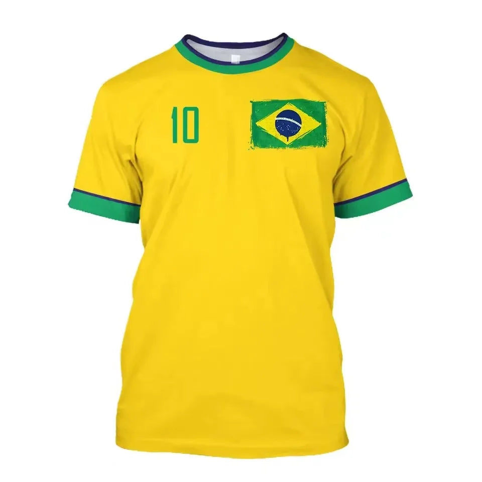Brazil Jersey Men's T-shirt O-Neck Oversize Short Sleeve