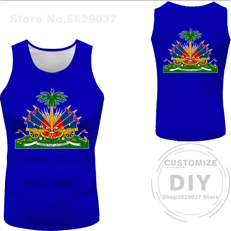 Haitian flag Print Photo Sleeveless T-Shirt