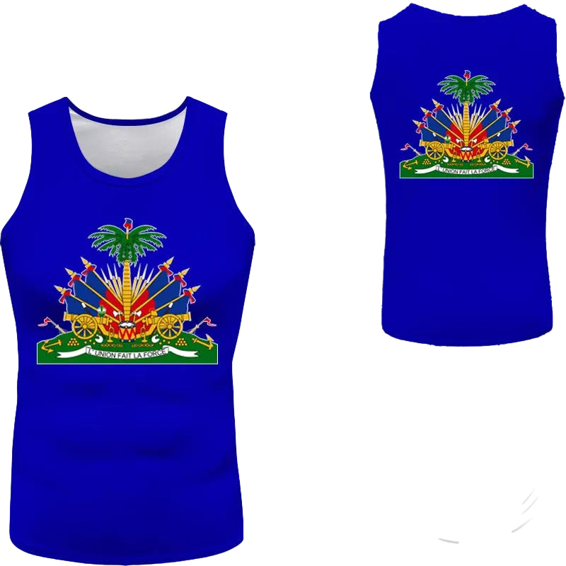 Haitian flag Print Photo Sleeveless T-Shirt