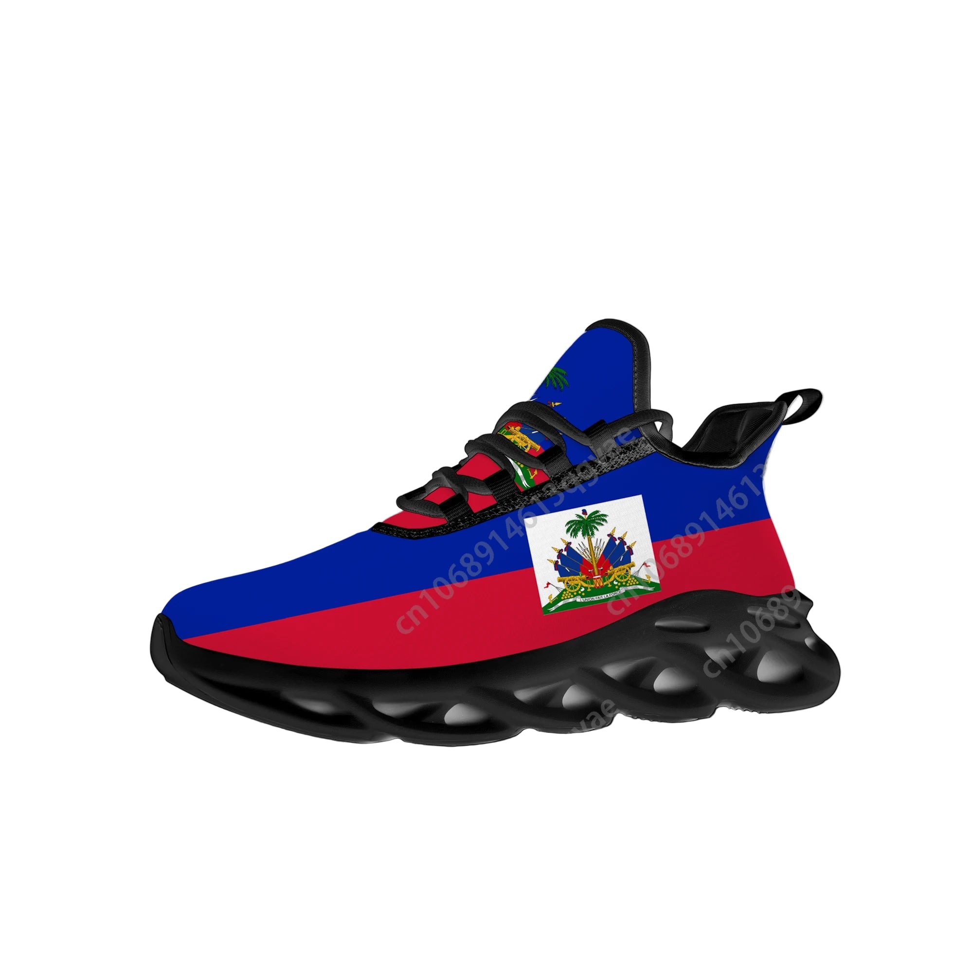 High Quality Haitian Flag Flats Sneakers Men & Women