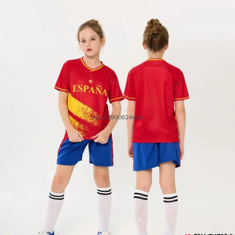 Kids Brazil Argentina Germany Football Jersey Boy Girls Quick Dry Club National Soccer Jersey Sets Childs Cheerleading Costume