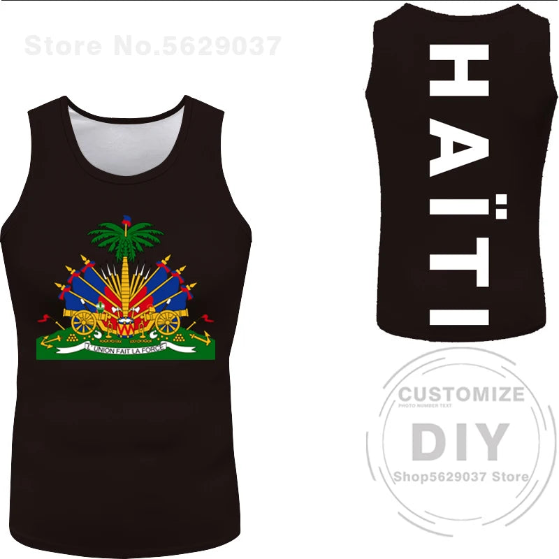 Haitian flag Print Photo Sleeveless T-Shirt