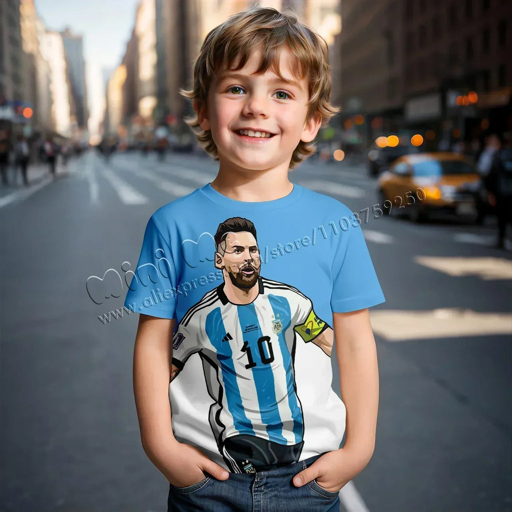 3D Print Messi Football for Casual Summer 2024 Kids Clothes Cool T-shirts for Children Stich Boys Girls Children's Clothing