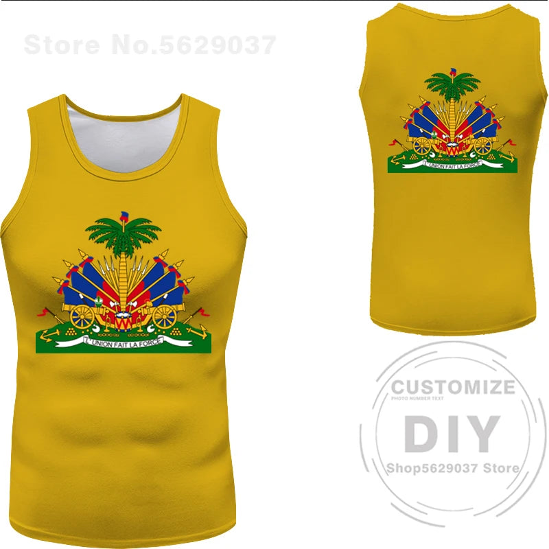 Haitian flag Print Photo Sleeveless T-Shirt