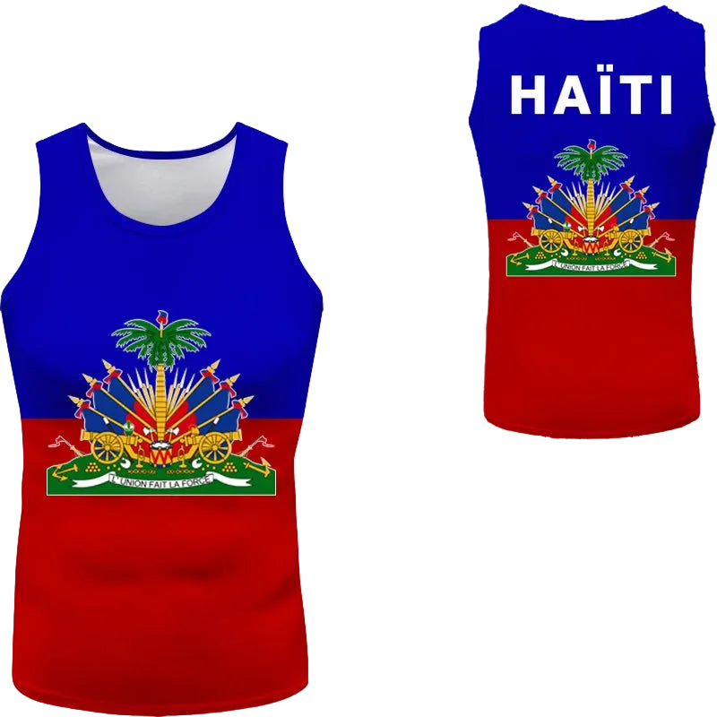Haitian flag Print Photo Sleeveless T-Shirt