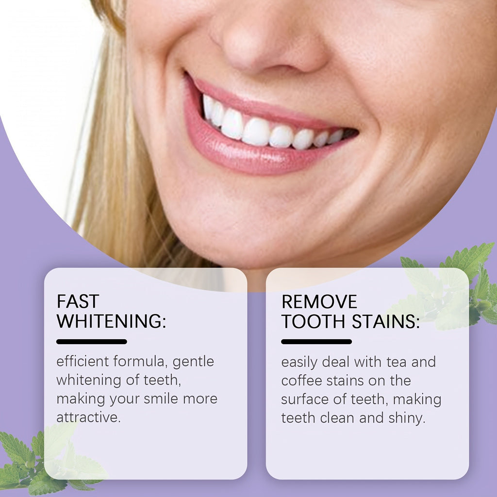 R&G Boutique whitening teeth strips in purple for dry-application, designed for effective mouth care and teeth whitening.