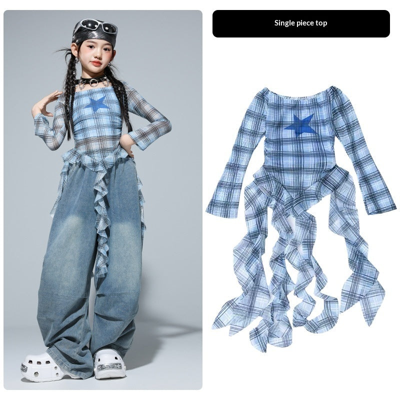 Girls' hip-hop street dance outfit set by R&G Boutique featuring trendy clothing for kids, including a stylish top and pants.