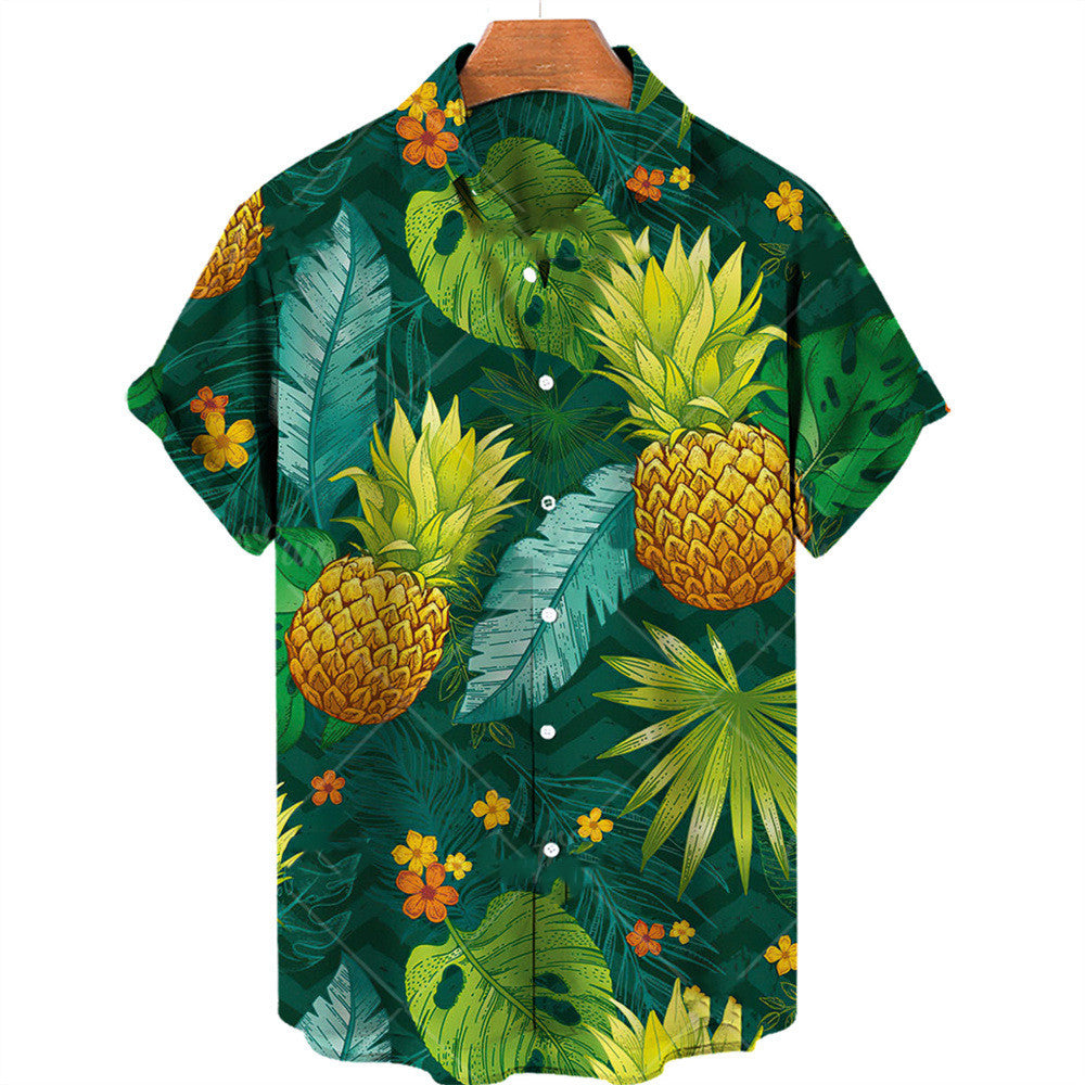 Casual fruit print Hawaiian shirt by R&G Boutique featuring vibrant tropical fruit designs and lightweight fabric.
