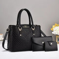R&G Boutique woven texture three-piece set of large capacity one-shoulder combination bags on white background